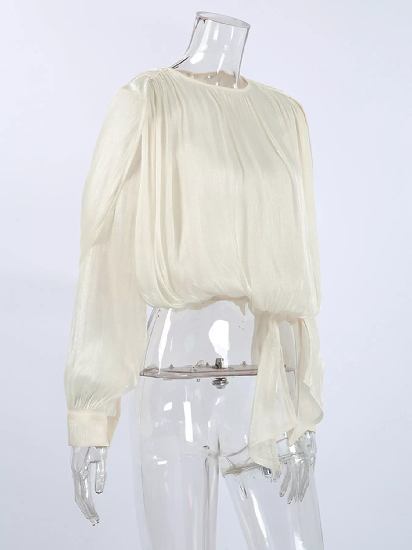 Trendsi Tie-Front Detail Long Sleeve Blosue -