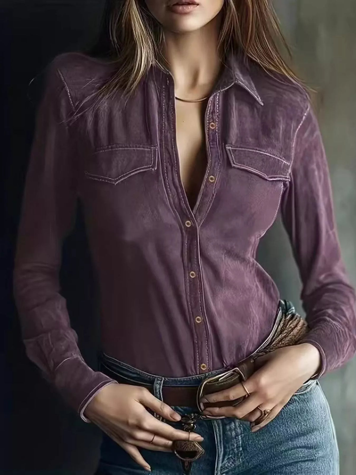 Trendsi Classic Slim-Fit Long Sleeve Shirt -