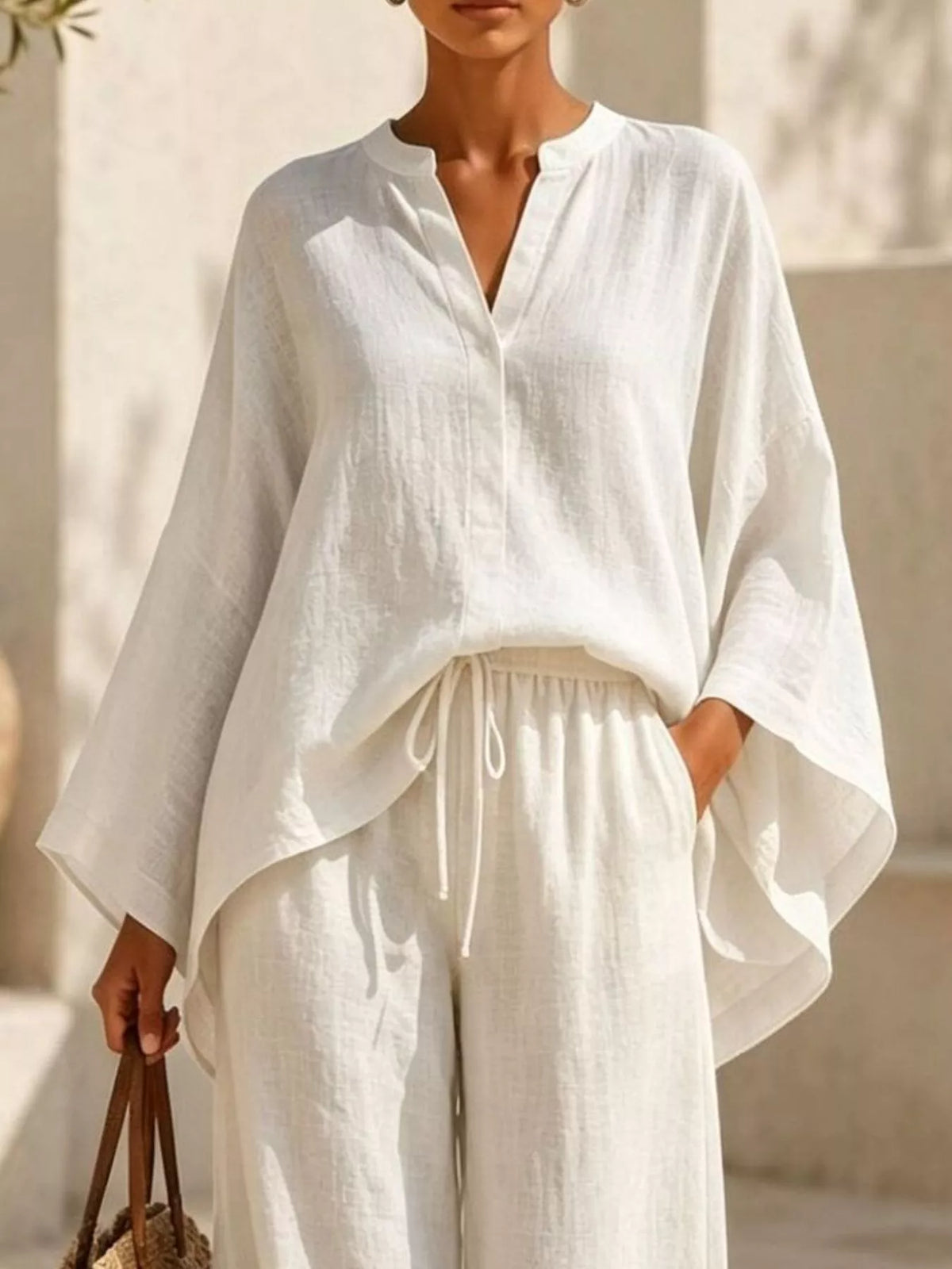Trendsi Full Size Loose Fit Top and Wide-Leg Pants Set Plus Size -