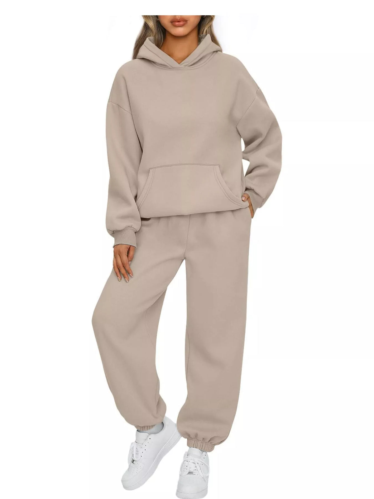 Kangaroo Pocket Hoodie and Joggers Set — front view