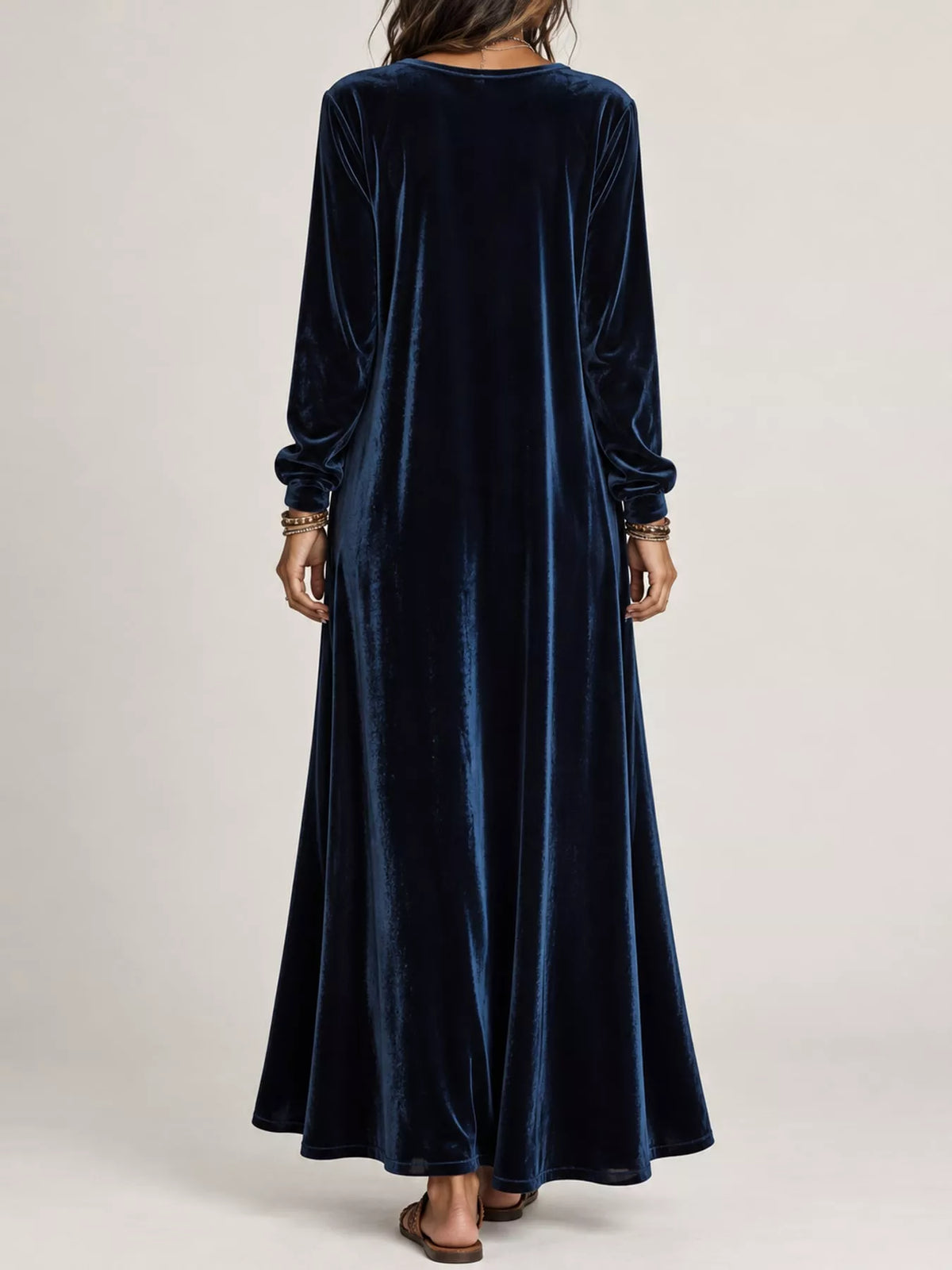 Velvet maxi dress, navy back