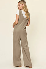Trendsi Double Take Full Size Sleeveless Wide Leg Jumpsuit with Pockets -