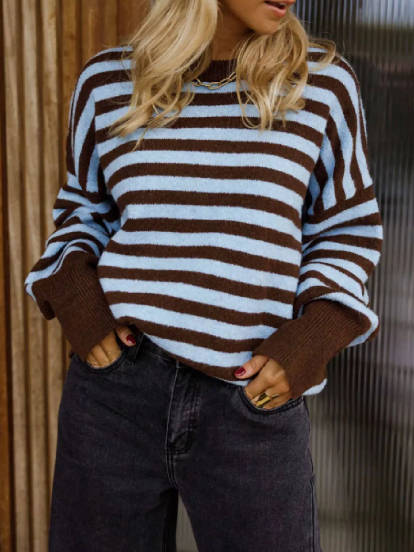 Trendsi Striped Crew Neck Sweater -
