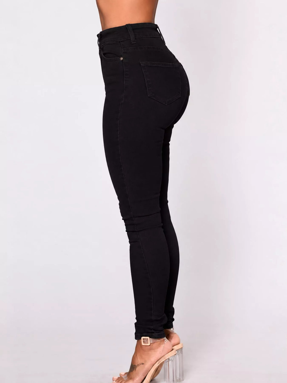 Black high-waisted skinny jeans