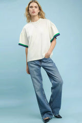 Trendsi Umgee Contrast Trim Bell Sleeve Top -