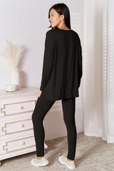Trendsi Basic Bae Full Size V-Neck Soft Rayon Long Sleeve Top and Pants Lounge Set -