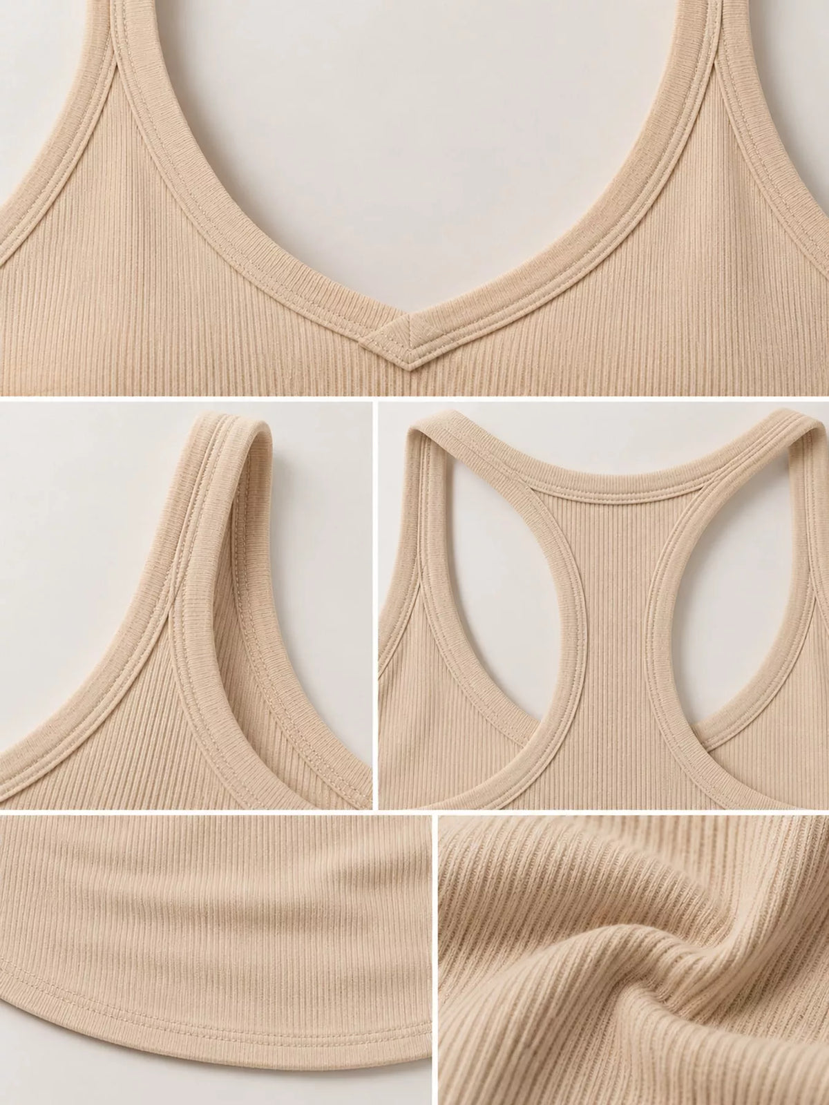 Ribbed Racerback Tank Top — garment construction details