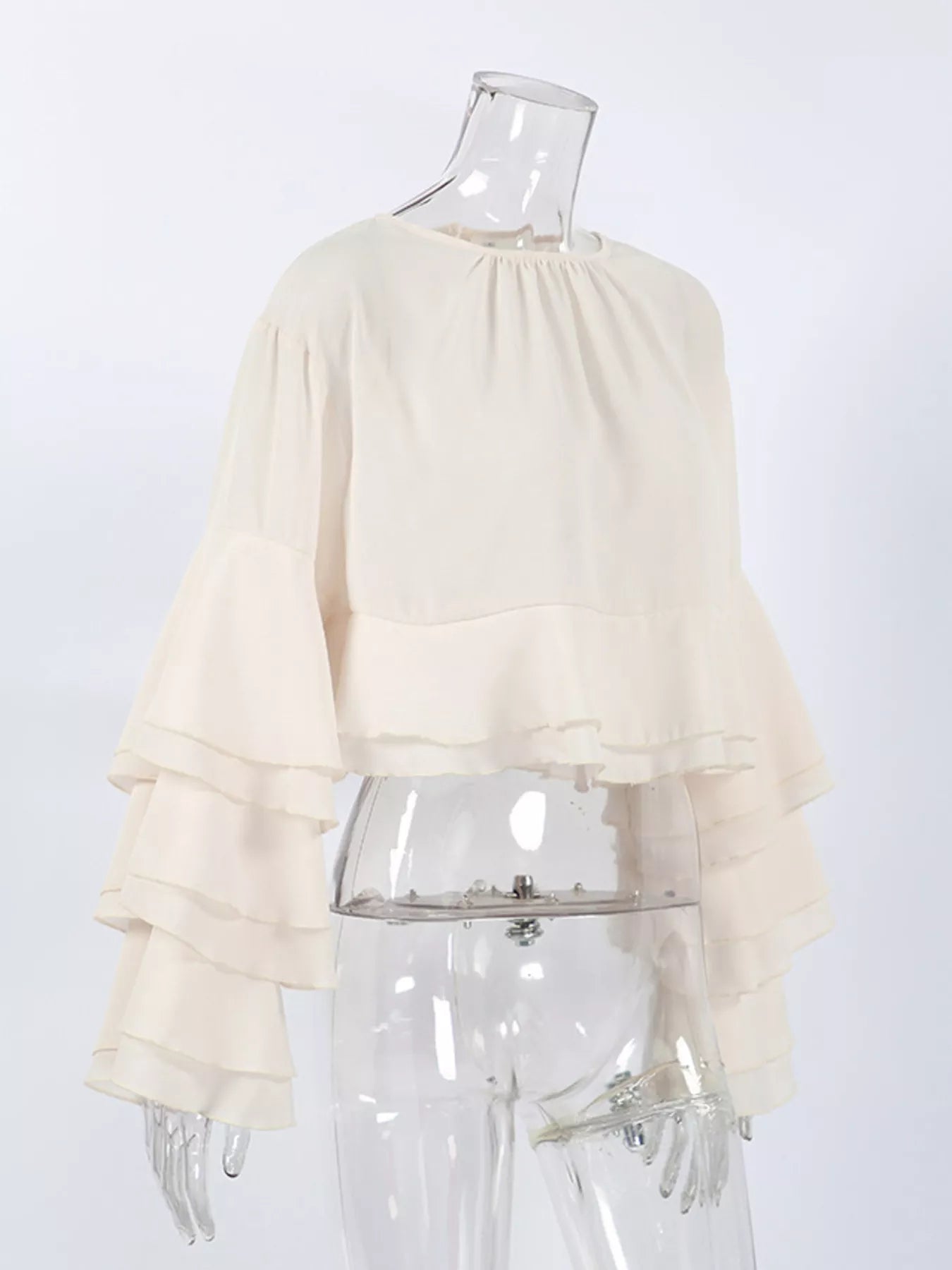 Trendsi Layered Ruffled Hem Flare Sleeves Blouse -
