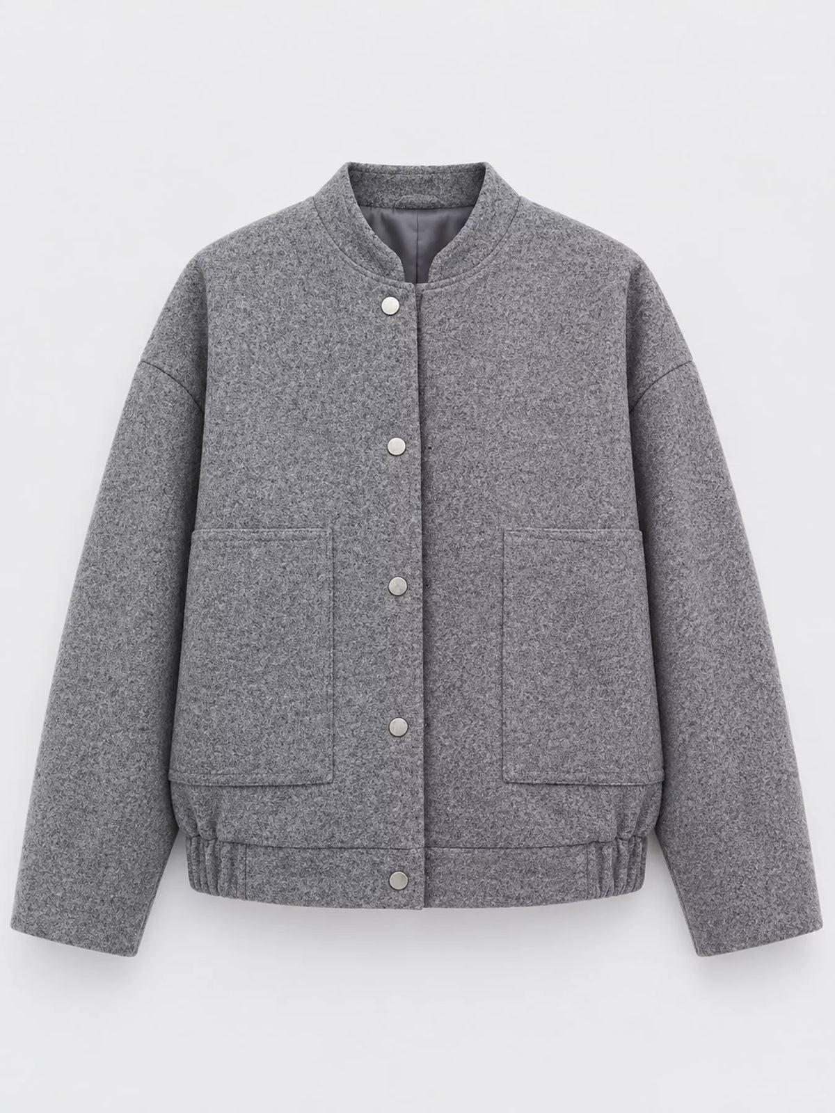 Gray snap-button bomber jacket