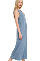 Trendsi Zenana French Terry Twisted Strap Midi Dress -