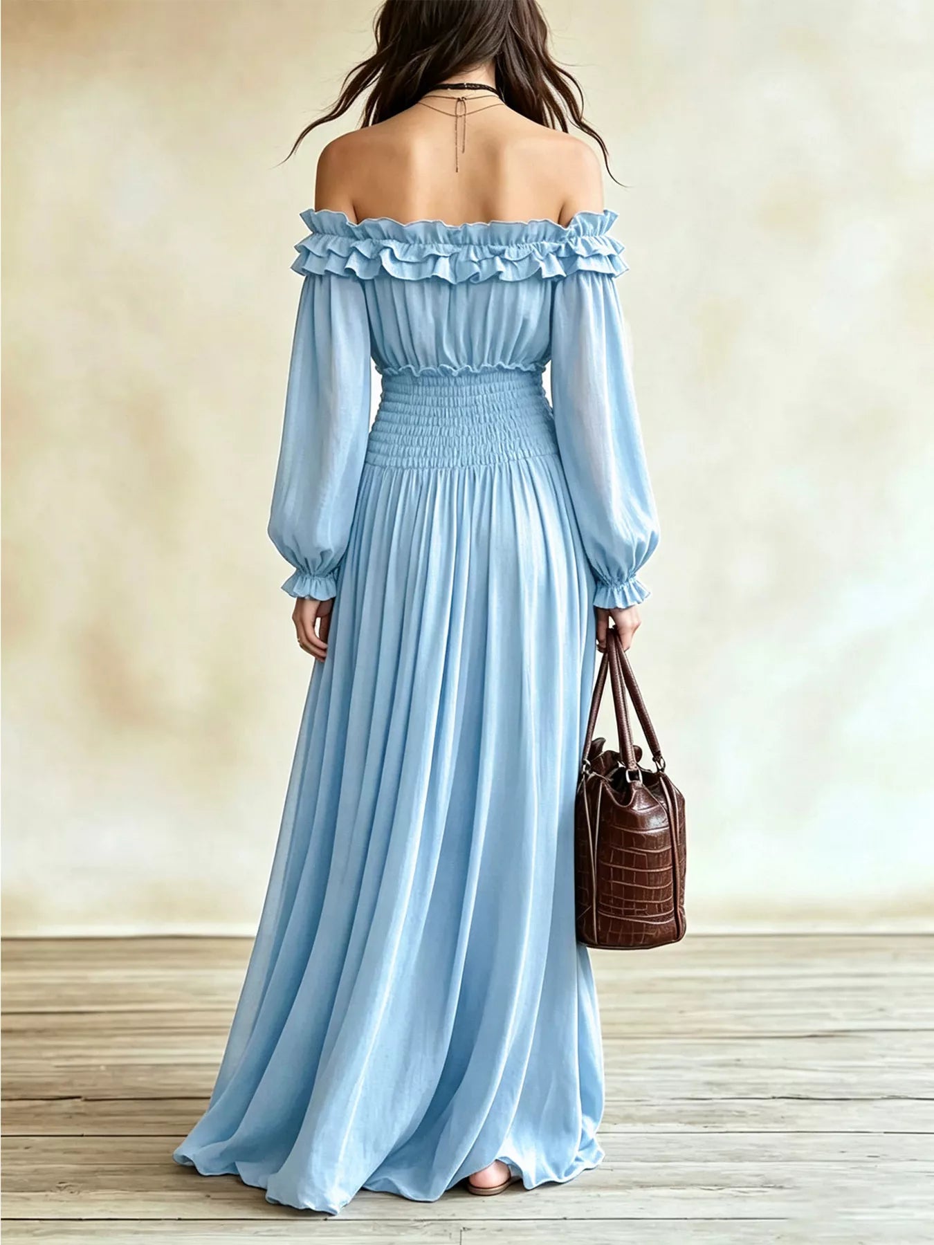 Trendsi Full Size Off-Shoulder Ruffled Maxi Dress with Smocked Waist Plus Size -