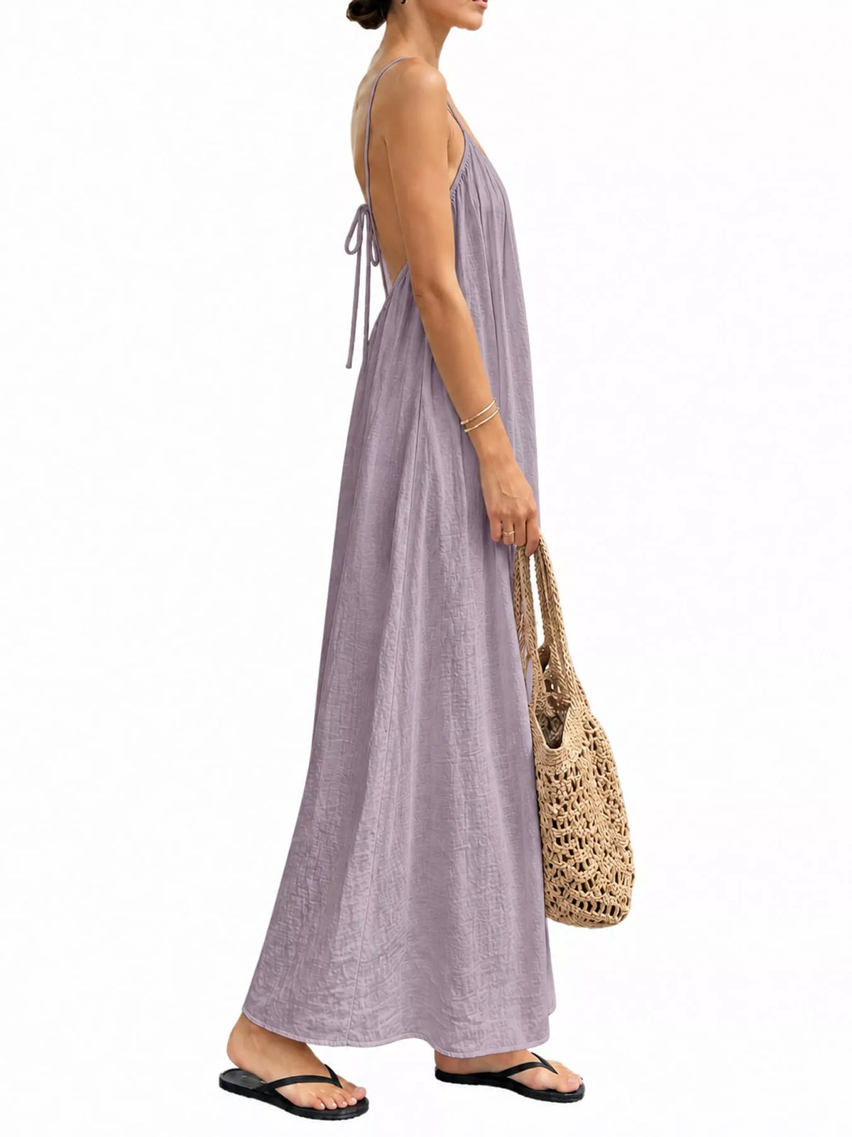 Backless Spaghetti Strap Maxi Dress — side view