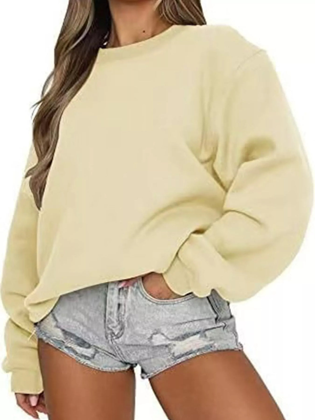 Pullover sweatshirt, pale yellow front