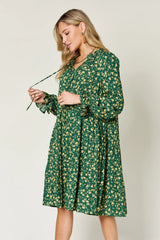 Trendsi Double Take Full Size Printed Ruffle Hem Long Sleeve Tiered Dress -