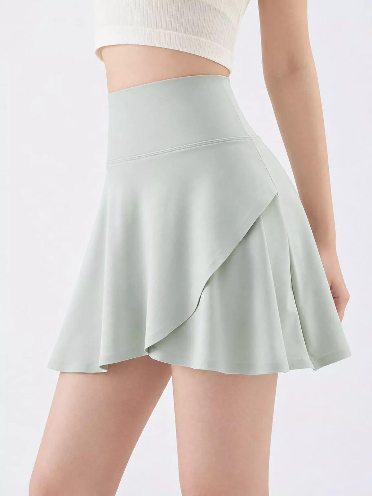 Green flared athletic skort