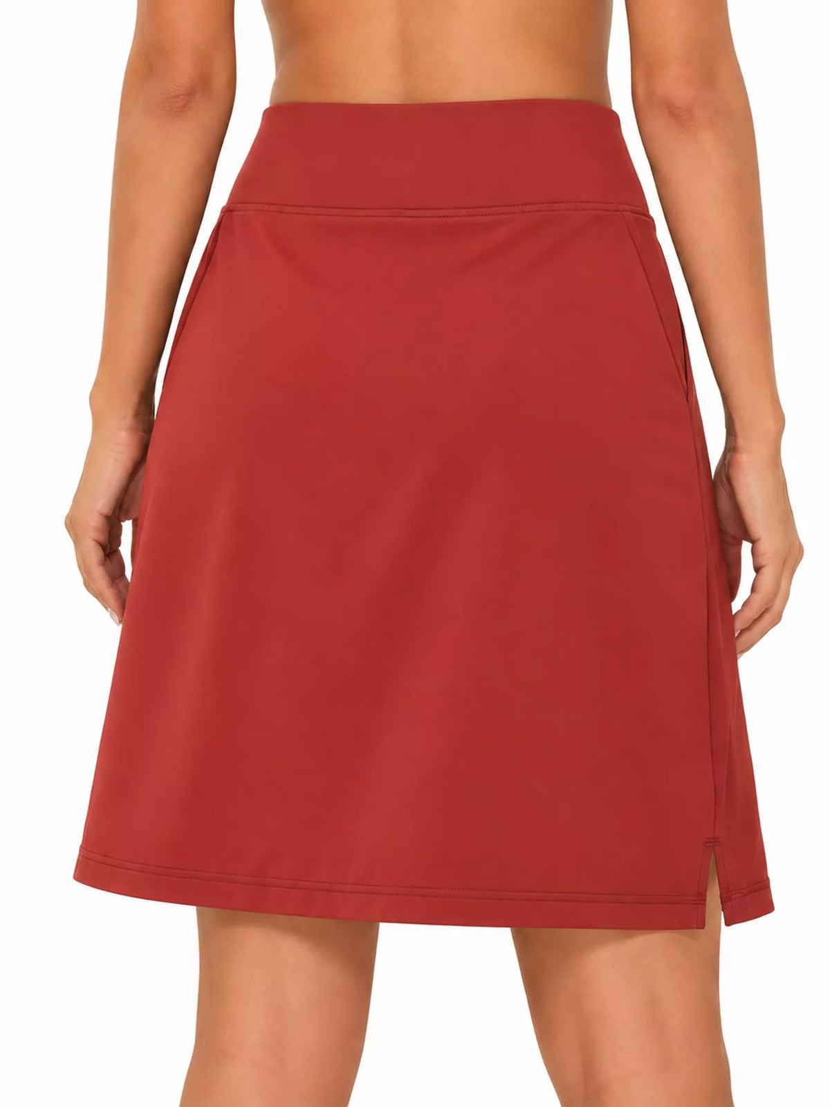 High-Waisted Athletic Skort with Side Pockets — back view