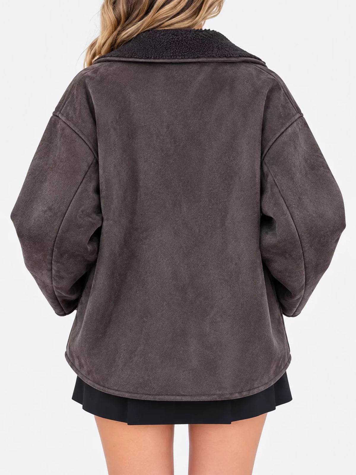Sherpa-collar jacket, brown back