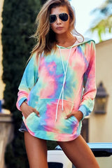Trendsi BiBi Tie Dye French Terry Hoodie with Kangaroo Pocket -