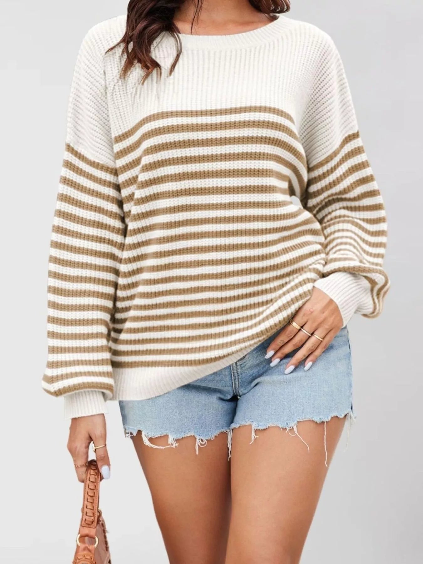 Trendsi Striped Knit Long Sleeve Sweater -