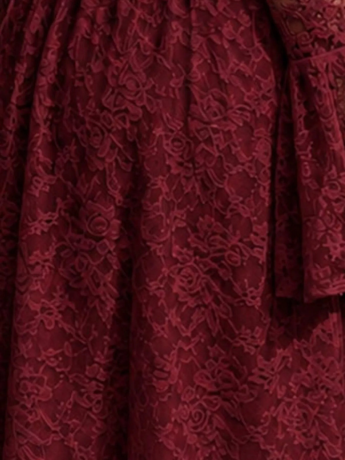 Lace maxi dress, burgundy lace detail
