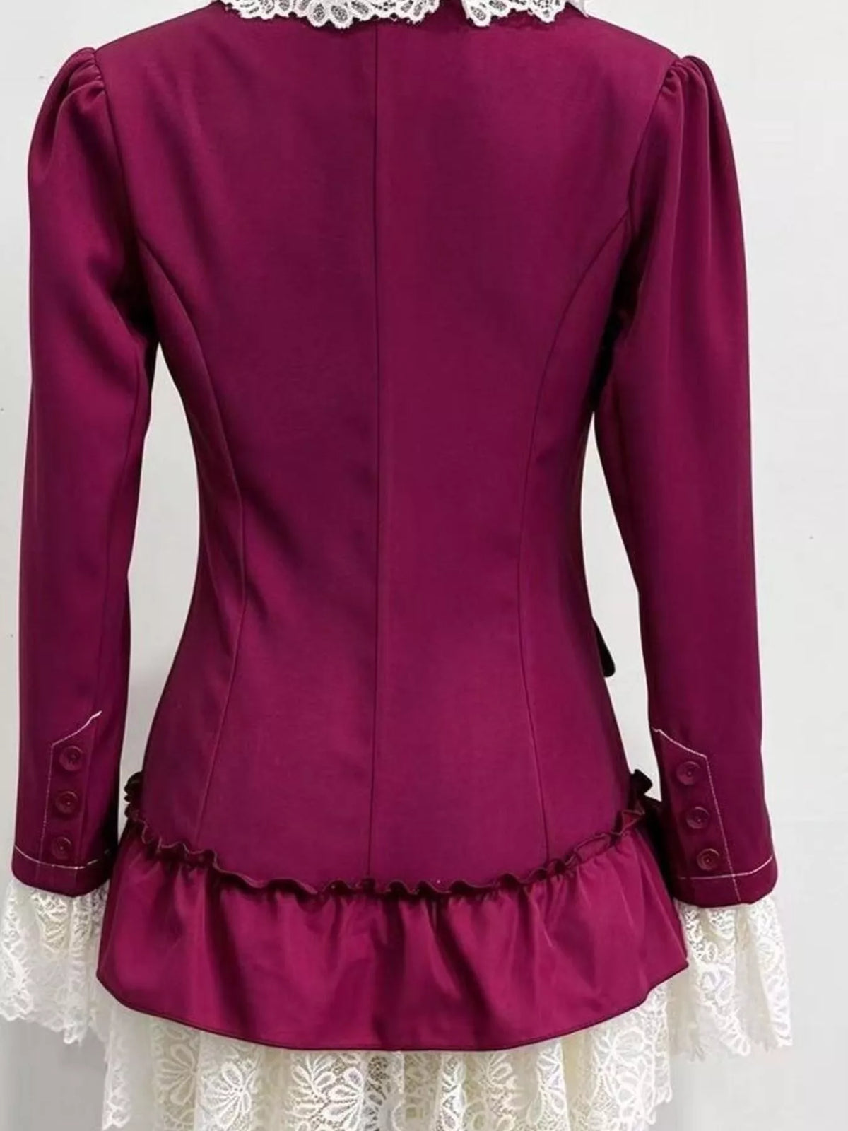 Collared long sleeve mini dress, back view