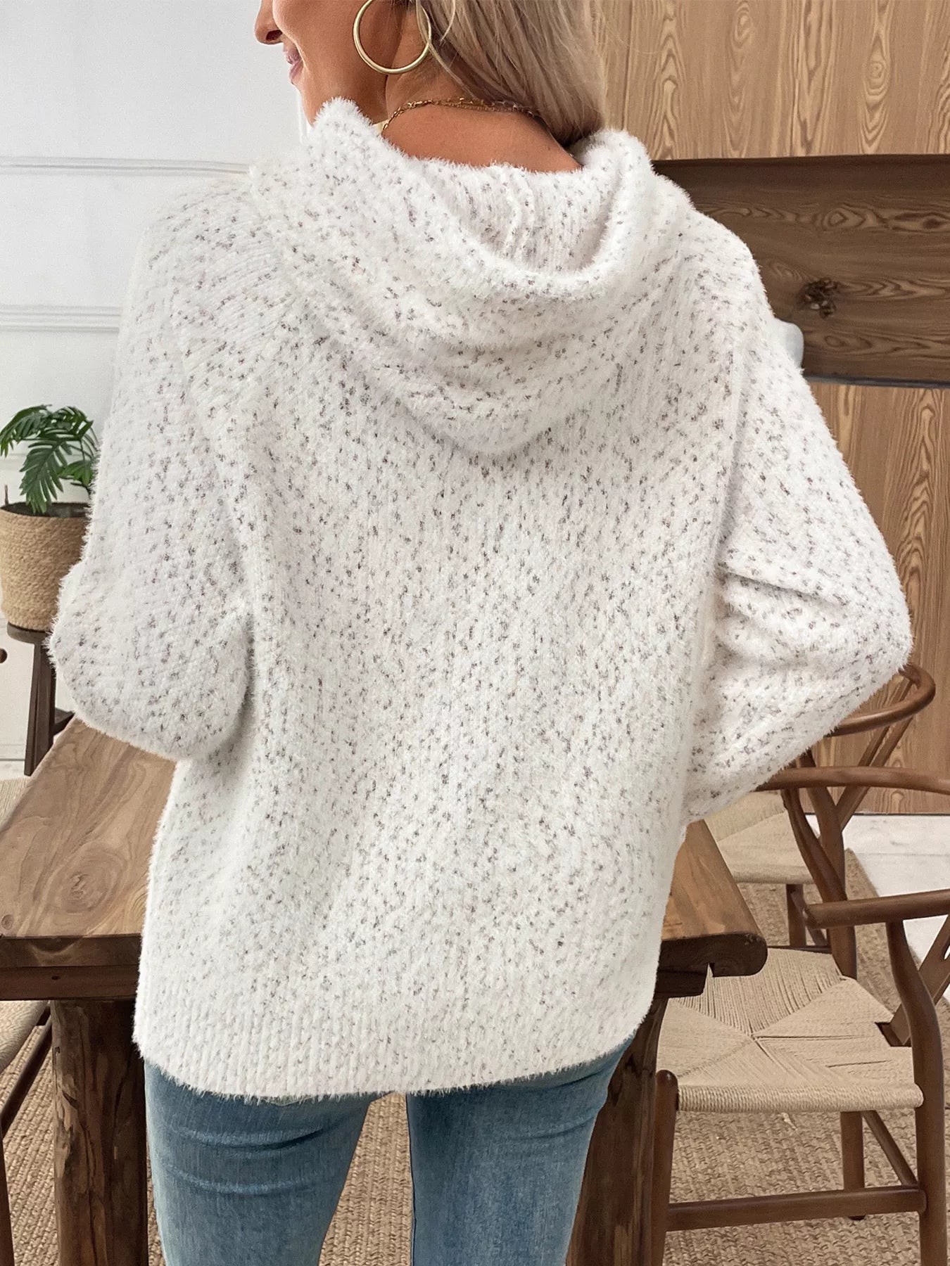 Trendsi Fuzzy Letter Graphic Hooded Sweater -