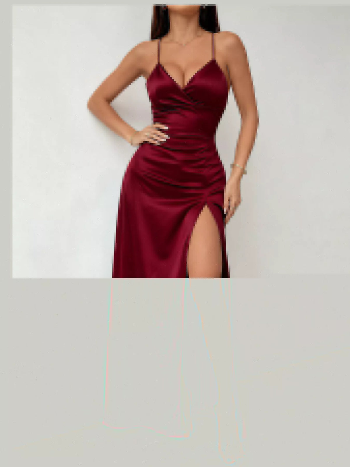 Lace-Up Back Slit Maxi Dress — garment construction details
