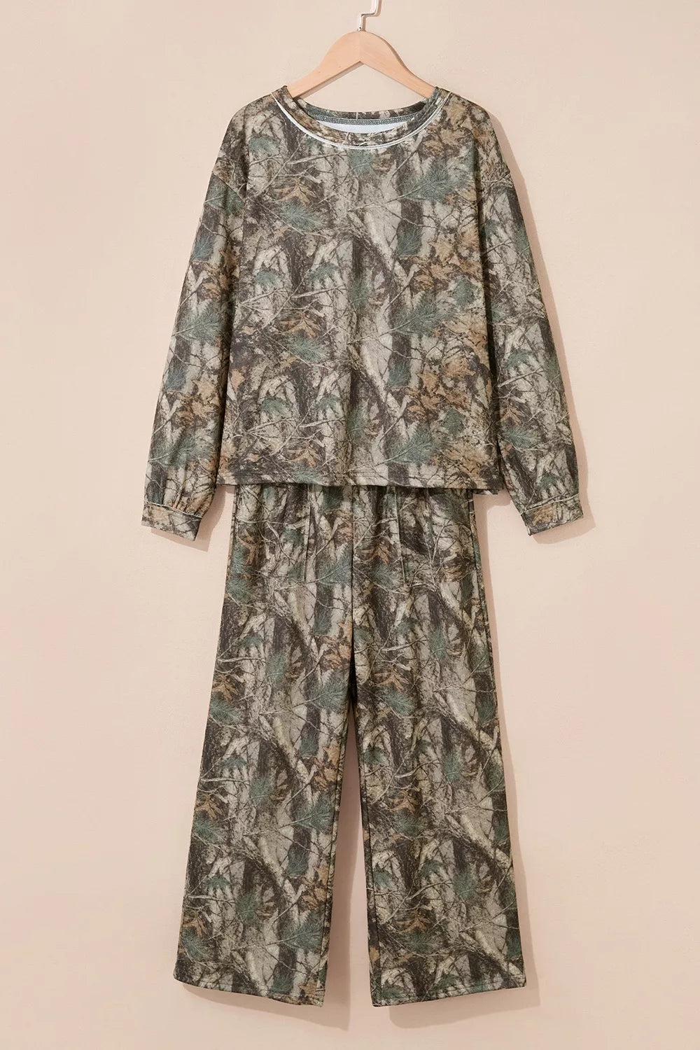 Abstract Print Long Sleeve Pant Set in multicolor, hanger front view