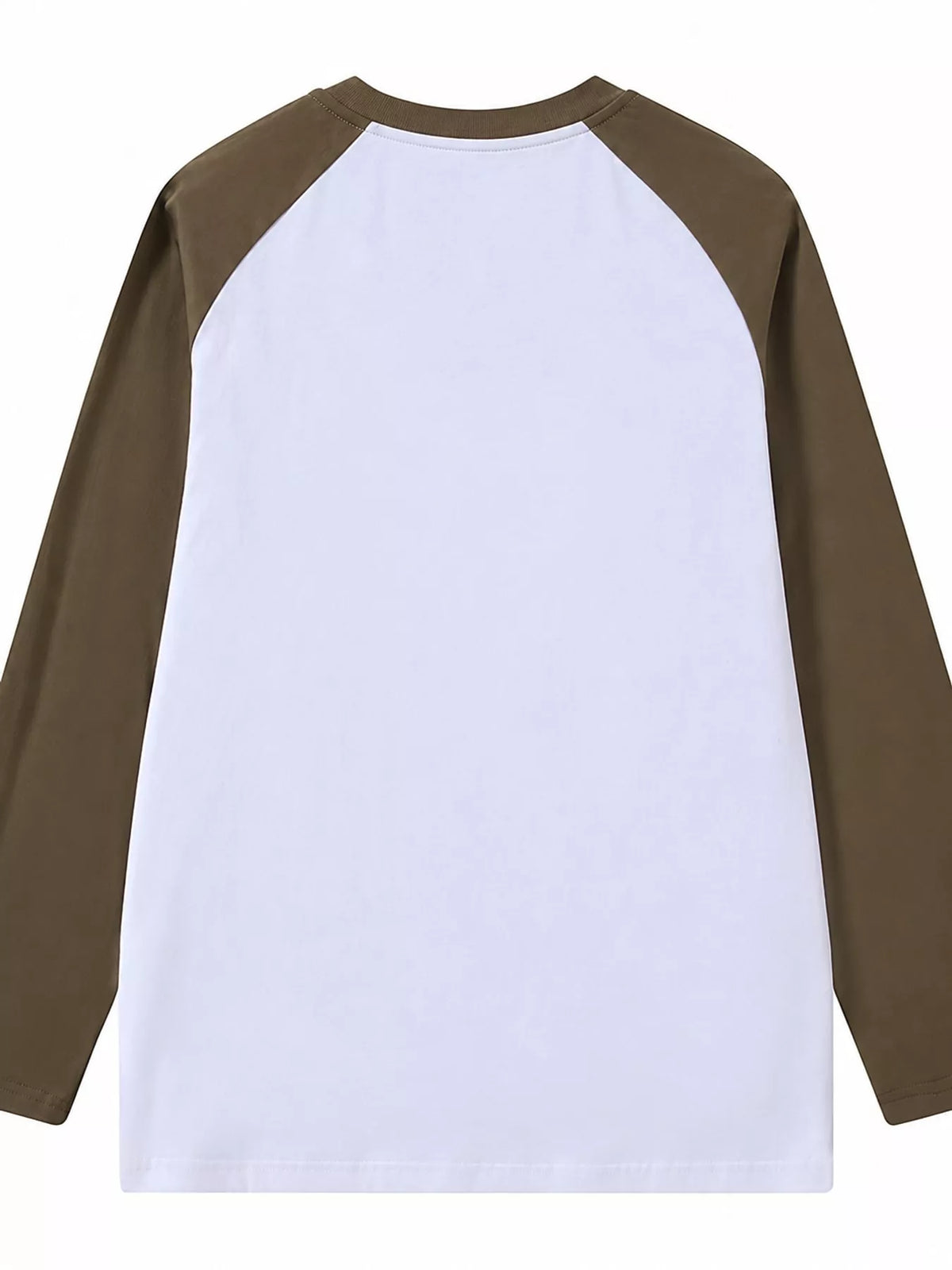 White And Coffee contrast raglan long sleeve t-shirt