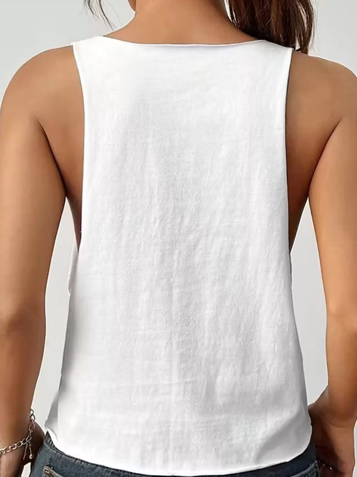 Sleeveless tank top, back view