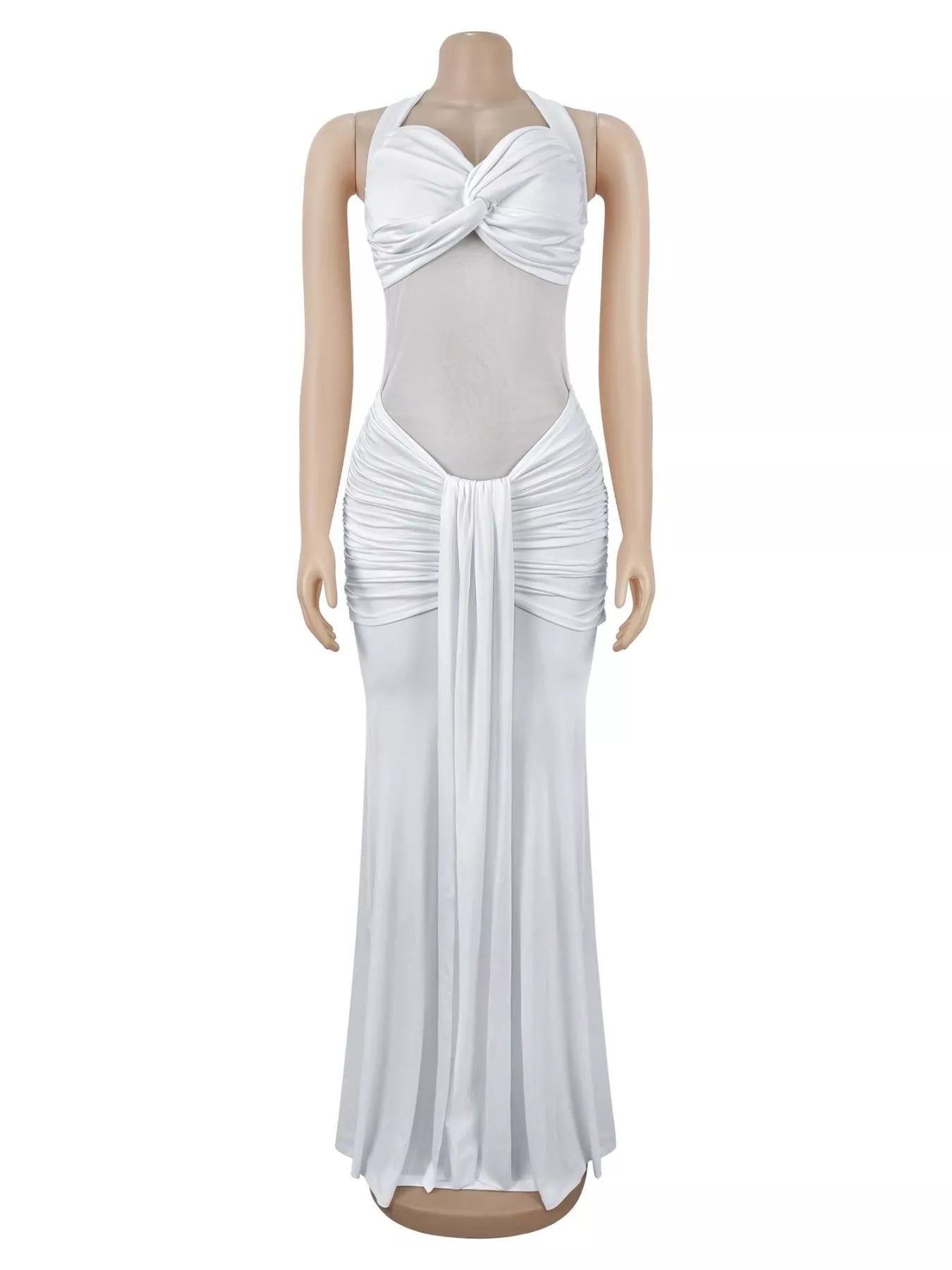 Trendsi Twisted Front Ruched Bodycon Maxi Dress -