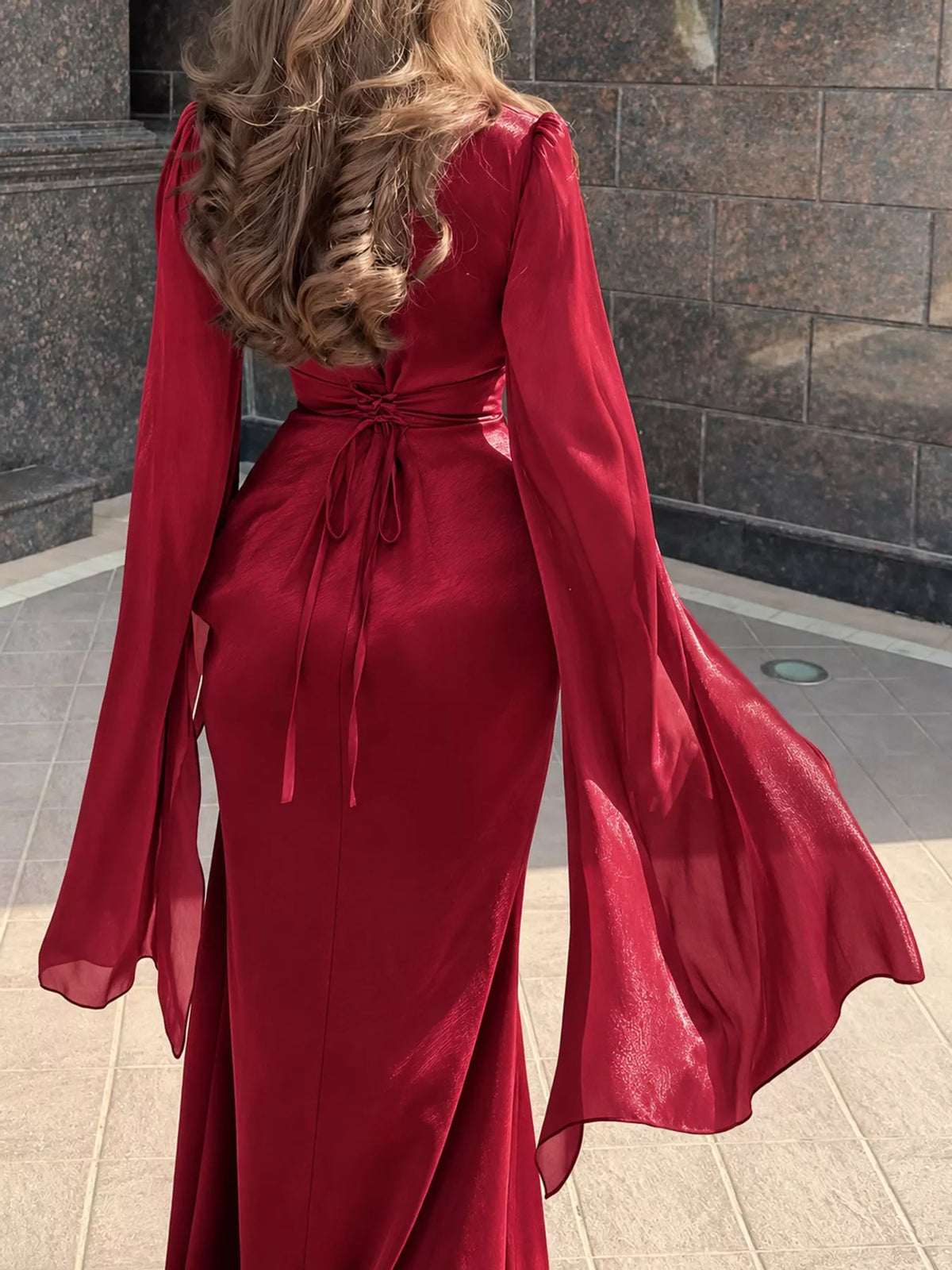 Round Neck Maxi Dress — back view