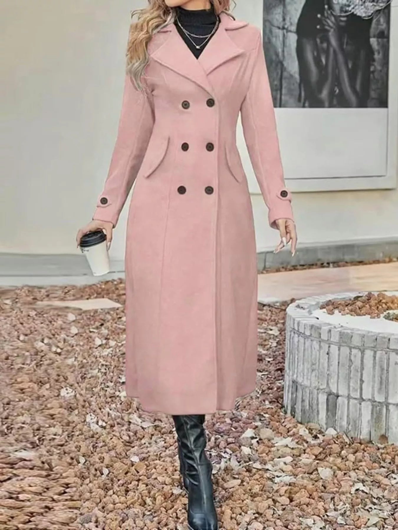 Trendsi Full Size Double-Breasted Longline Trench Coat Plus Size -