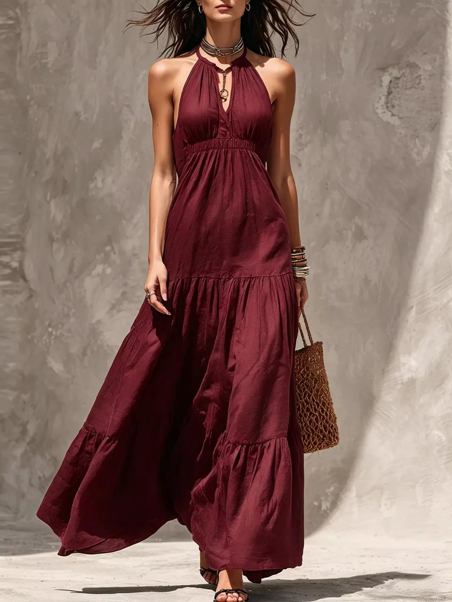 Trendsi Sleeveless Tiered Maxi Dress -