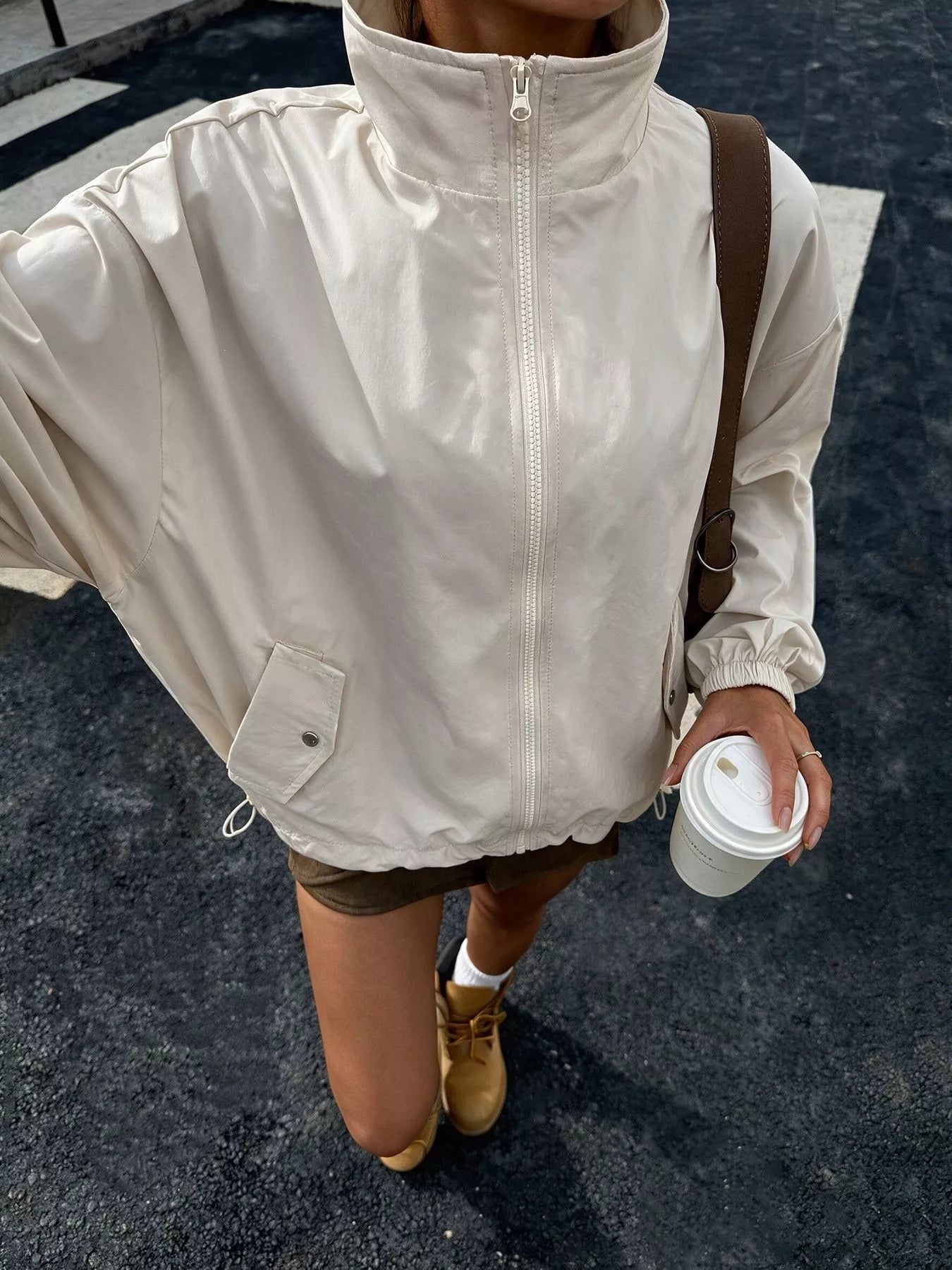 Trendsi Zip-Up Dropped Shoulder Jacket -