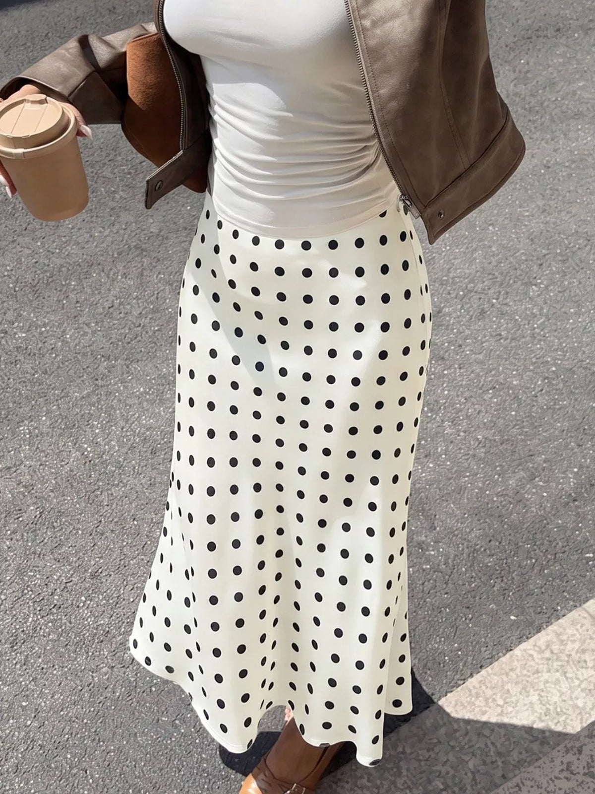 Trendsi Polka Dot Midi Skirt -