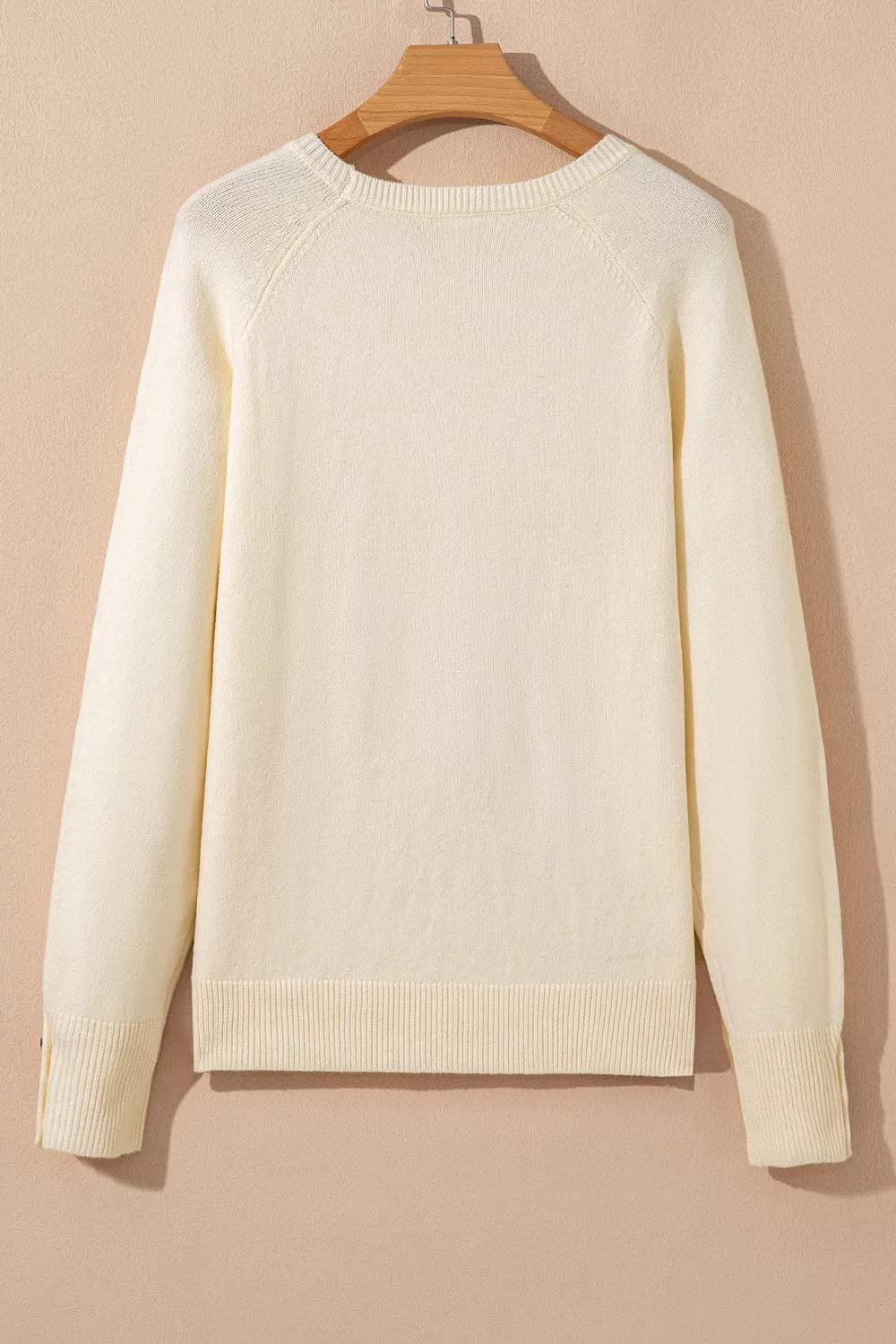 Trendsi Button-Cuff Crew Neck Sweater -