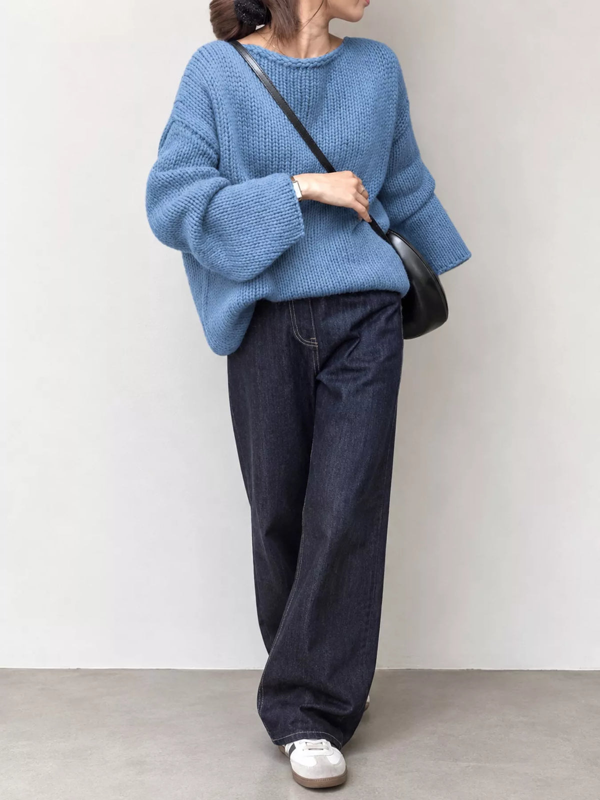Blue long-sleeve sweater