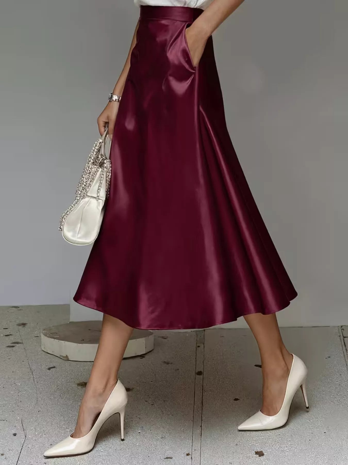 Trendsi Satin Midi Skirt -