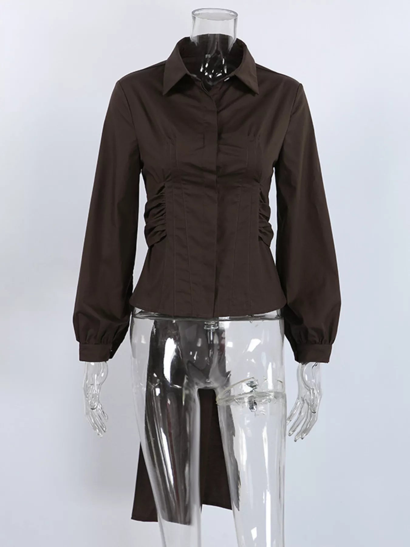 Trendsi Slim-Fit Ruched Waist Shirt -