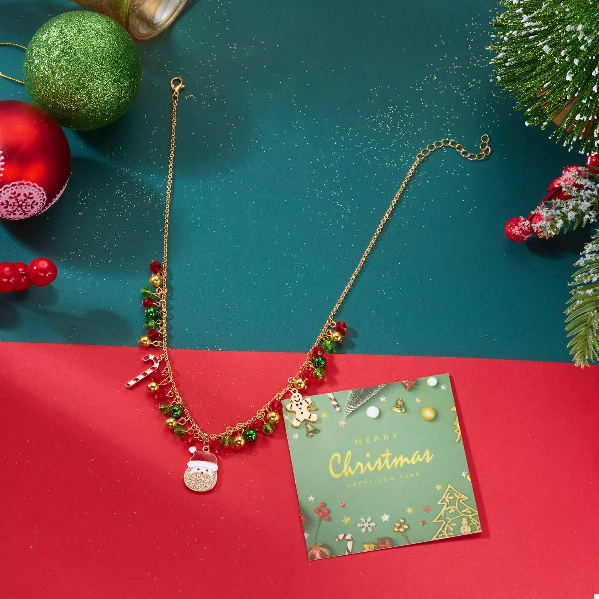 Trendsi 18K Gold-Plated Christmas Charm Necklace -