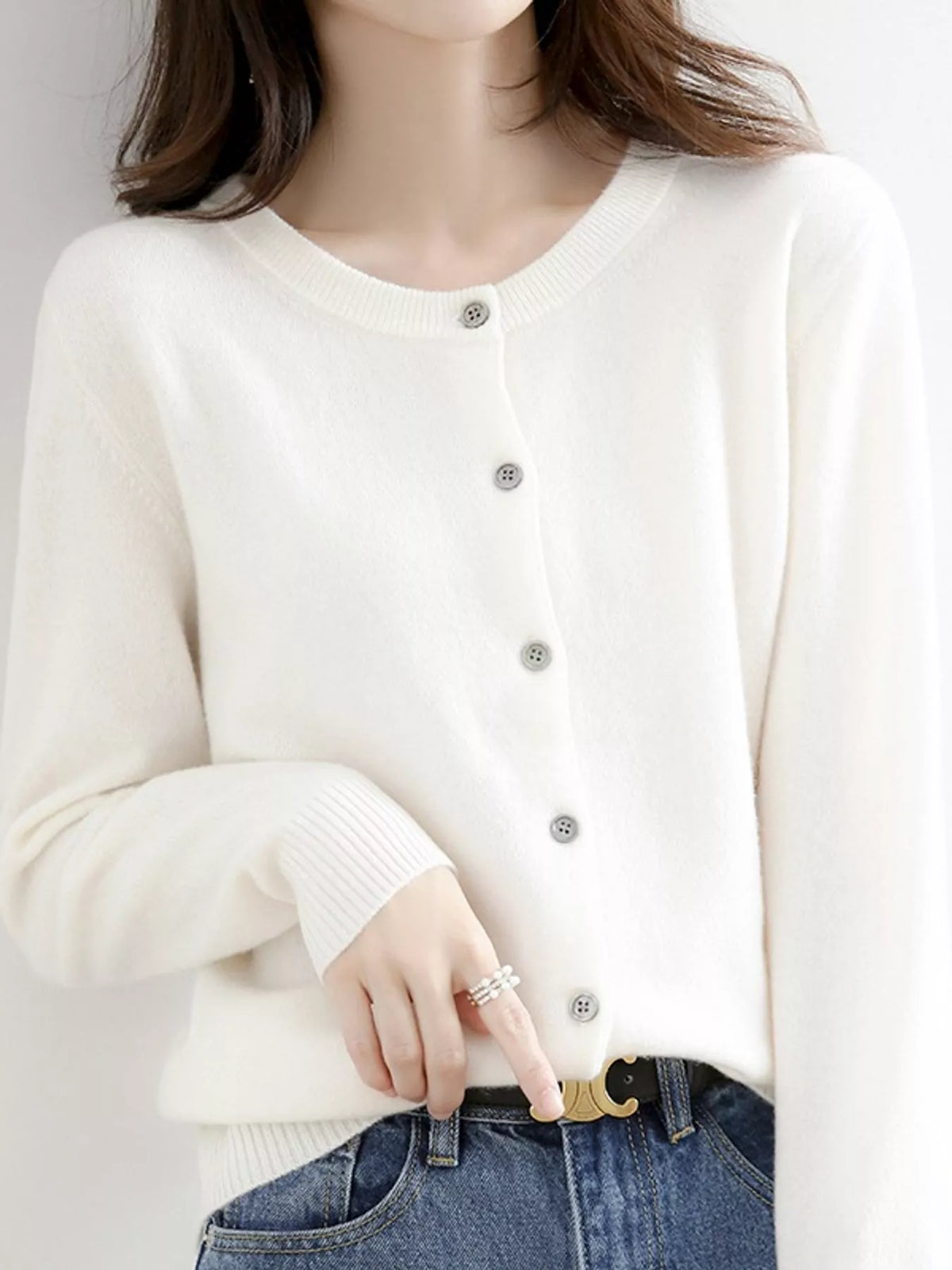 Button-down cardigan, white front