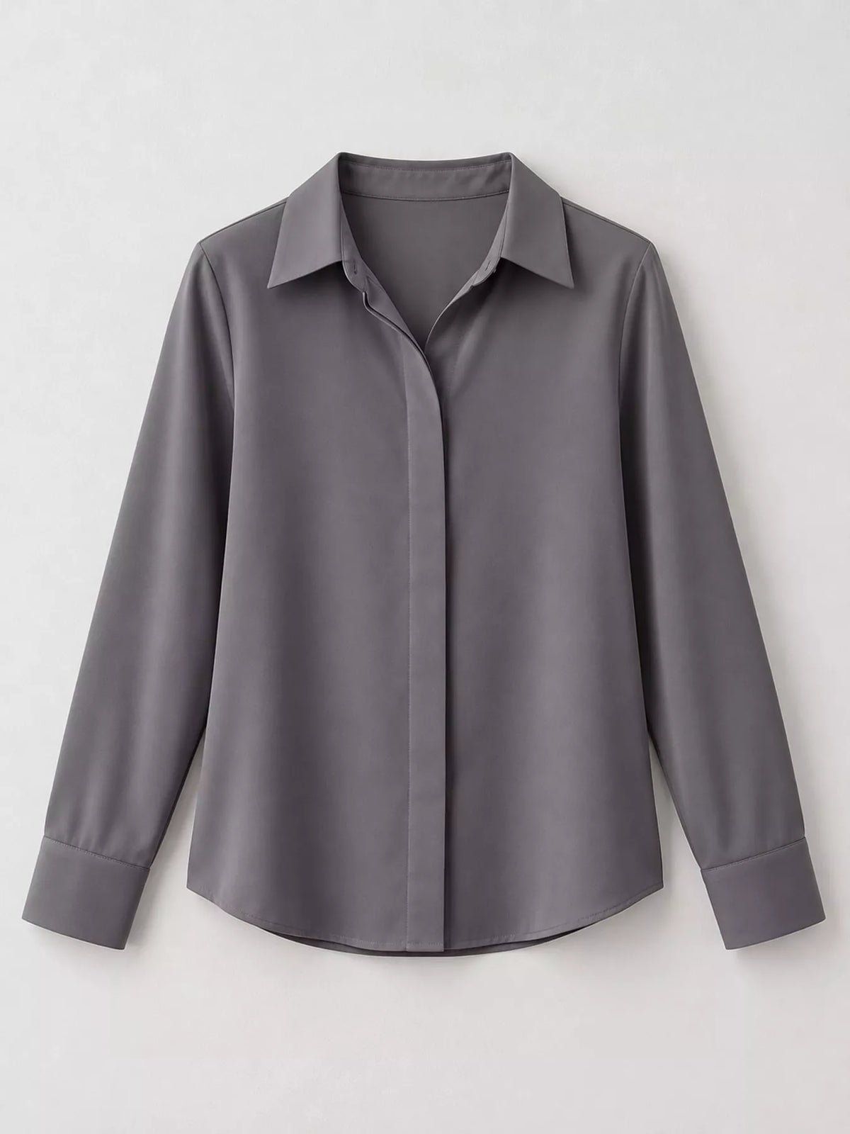 Button-up shirt, gray hanging front