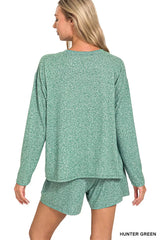 Trendsi Zenana Soft Melange Long Sleeve Tee and Shorts Set -
