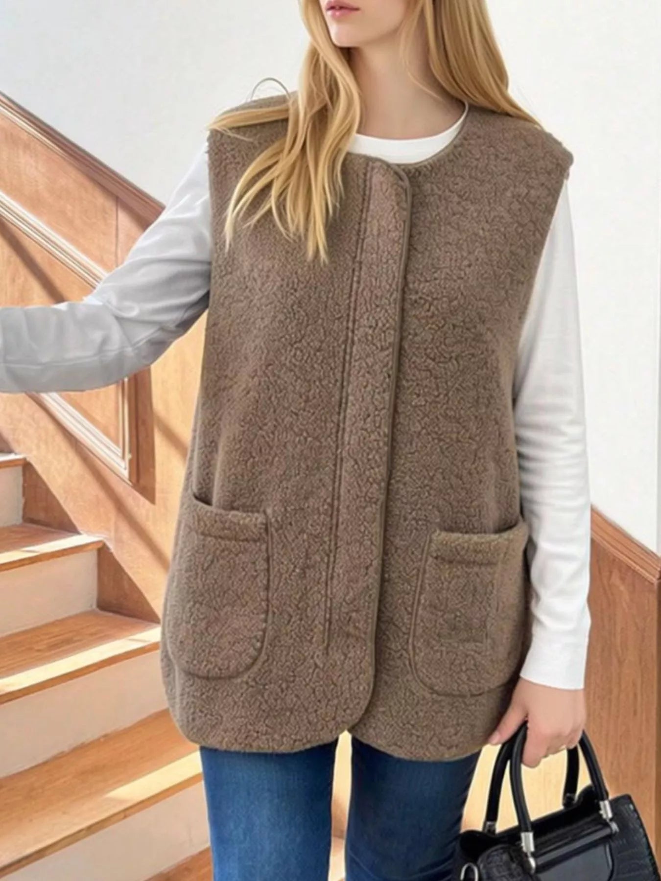 Trendsi Sherpa Sleeveless Vest Coat -