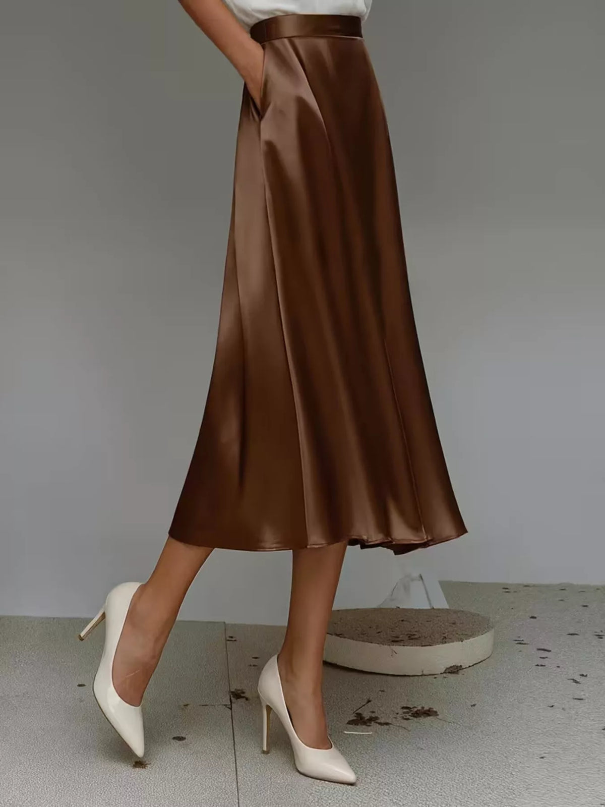 Trendsi Satin Midi Skirt -