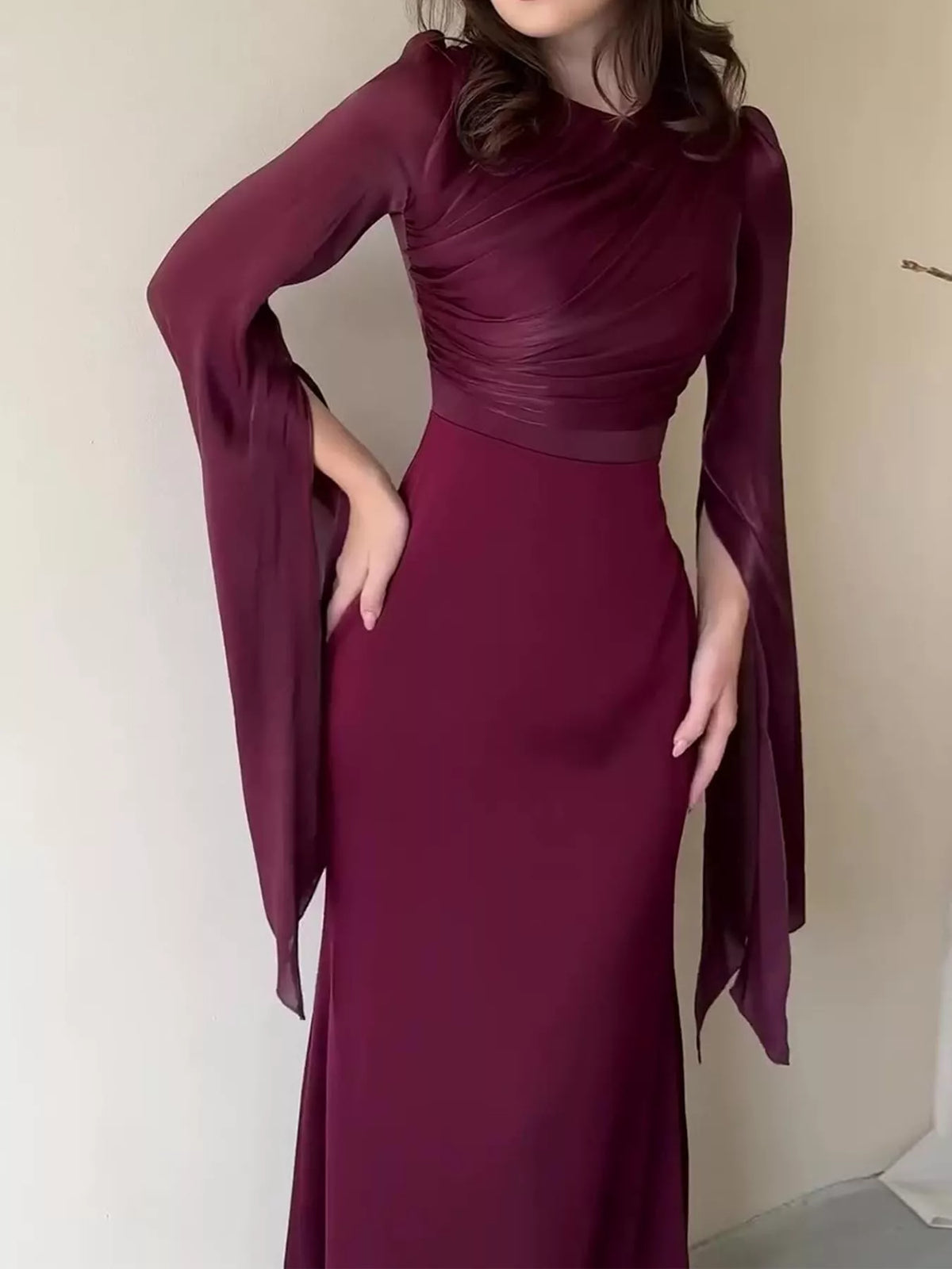Round Neck Maxi Dress — front view