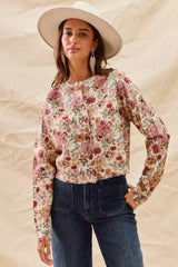 Trendsi SO ME Floral Print Button Front Sweater Cardigan -