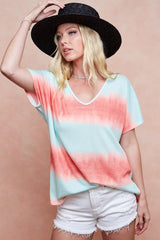 Trendsi BiBi Tiedye Printed Hacci Knit Top -