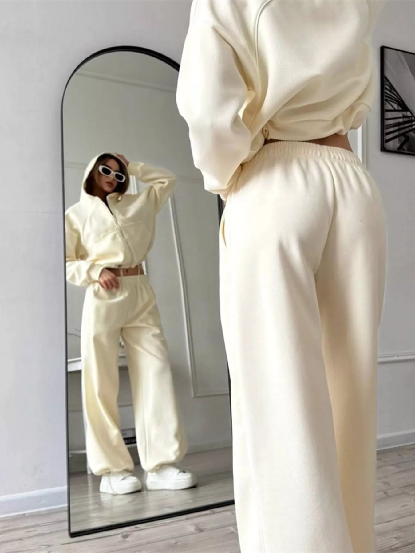 Trendsi Fleece Zip-Up Hoodie and Joggers Set -